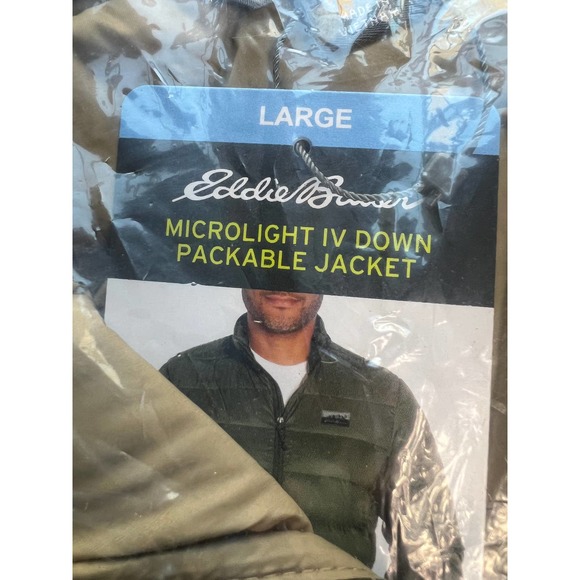 Eddie Bauer Micro Light IV Down Jacket Mens Large Packable Olive EB650 - Picture 4 of 5
